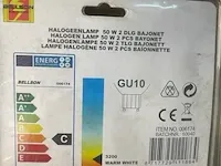 8x halogeenlamp 50watt 2 delig bajonet 220 volt gu10 - afbeelding 2 van  2