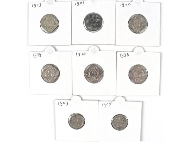 8x munten koningin wilhelmina 1908-1943 - afbeelding 1 van  1