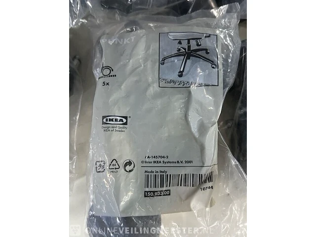8x set bureaustoel wielen ikea, 150.933.00, zwart - afbeelding 2 van  6