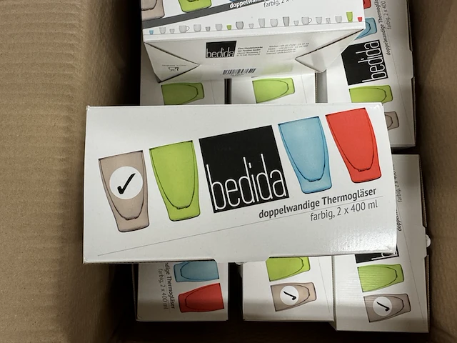 8x set van 2 dubbelwandige glazen 400 ml bedida, grijs - afbeelding 2 van  2