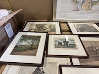 8x unieke oude tekening/ets in lijst - afbeelding 5 van  8