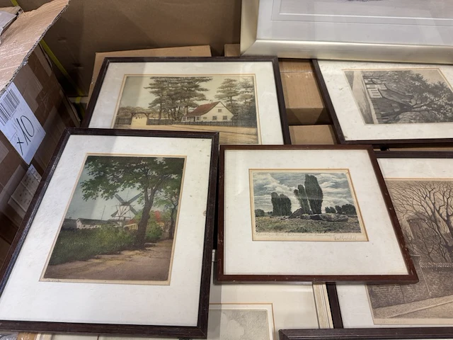 8x unieke oude tekening/ets in lijst - afbeelding 6 van  8