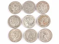 9 zilveren munten koningin wilhelmina 1928-1943