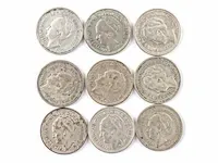 9 zilveren munten koningin wilhelmina , 1928