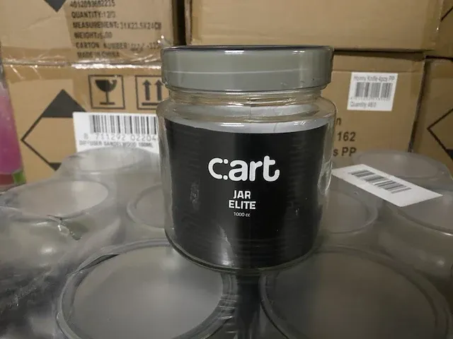 96 stuks voorraadpotten 1 liter met deksel c.art - afbeelding 1 van  3
