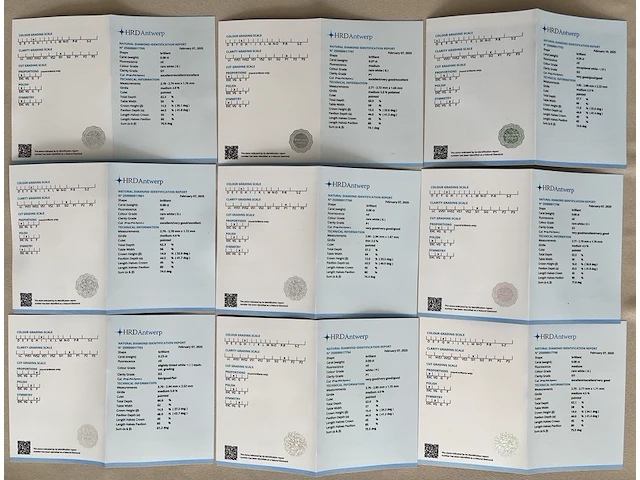 9x diamant - totaal samen 1.01 karaat (hrd gecertificeerd), d+-g-h-i - afbeelding 2 van  6