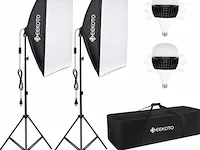 9x softbox set studioverlichting met verstelbare kop geekoto - afbeelding 1 van  4