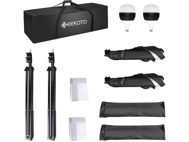 9x softbox set studioverlichting met verstelbare kop geekoto - afbeelding 2 van  4