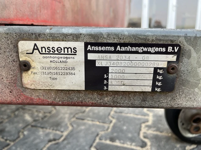 Aanhanger, geremd met kleppen anssems, ps, bouwjaar 1999 - afbeelding 7 van  18