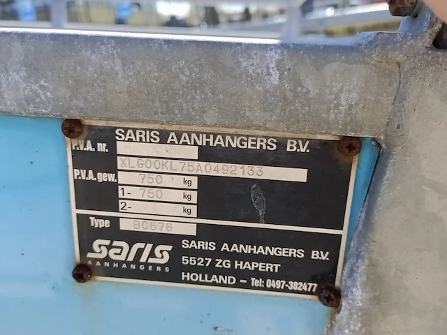 Aanhanger, saris, 750 kg - afbeelding 11 van  15