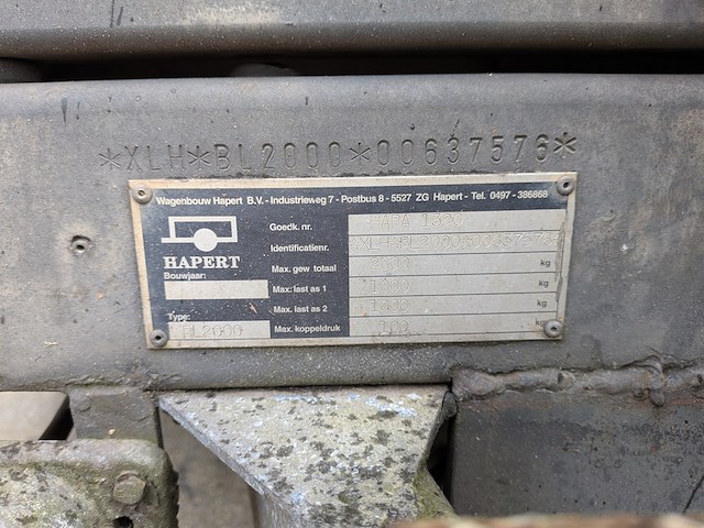 Aanhangwagen, hapert, bl2000, 1999 - afbeelding 13 van  20