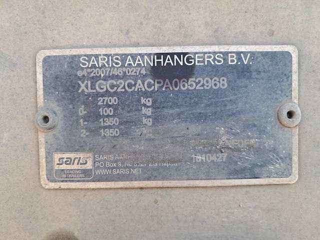 Aanhangwagen, saris, c2700, 2018 - afbeelding 13 van  21