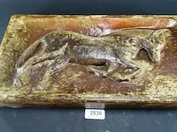 Aardewerk plaque van een paard (gespiegelde versie van kavel 2530) - afbeelding 3 van  5