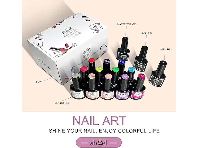 Ab gel nail polish set 12 neon kleuren - afbeelding 1 van  4