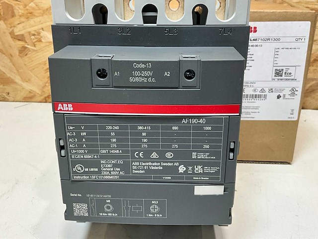 Abb 1sfl487102r1300 a serie magneetschakelaar 90 kw 190a - afbeelding 3 van  9