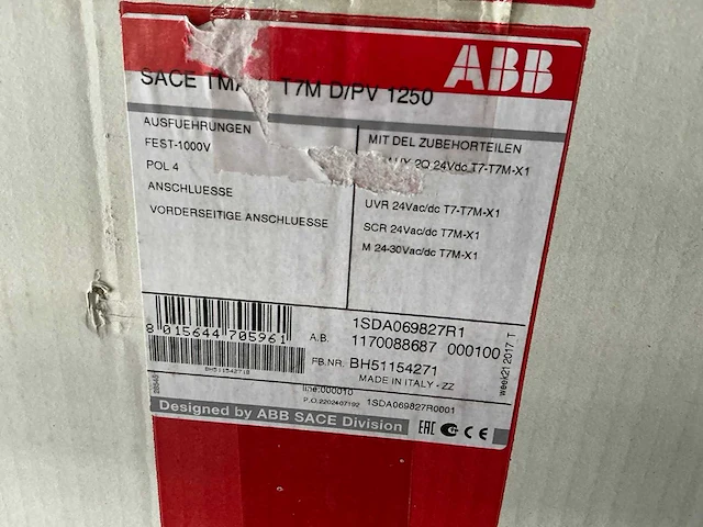 Abb sace tmax t7d1250pv vermogenschakelaat - afbeelding 6 van  6