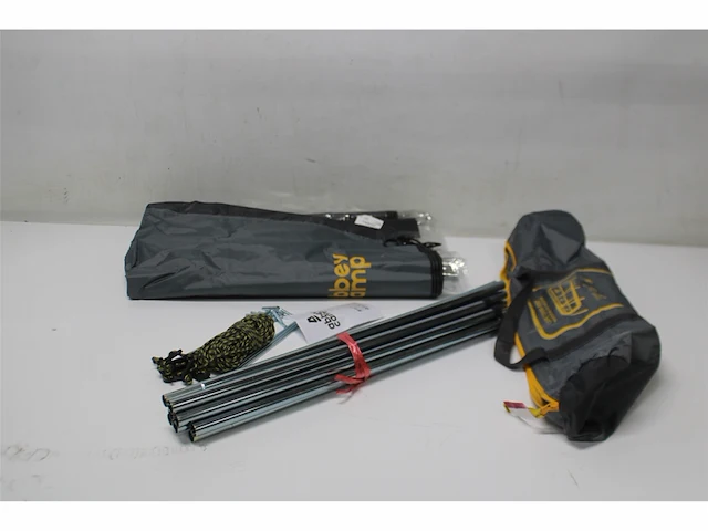 Abbey camp windscherm met raam polyester 5 meter grijs - afbeelding 2 van  2