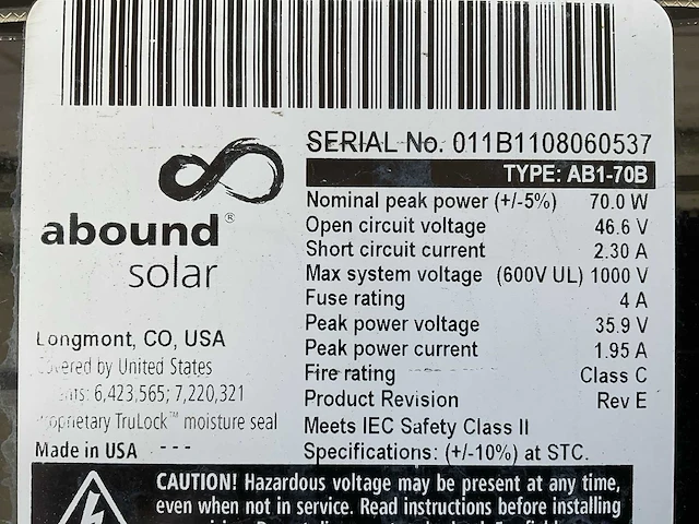 Abound solar ab1-70b zonnepaneel (50x) - afbeelding 8 van  15