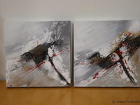 Abstracte schilderijen - 40x40x3,5cm - 2 stuks - afbeelding 1 van  3