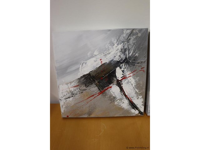 Abstracte schilderijen - 40x40x3,5cm - 2 stuks - afbeelding 2 van  3