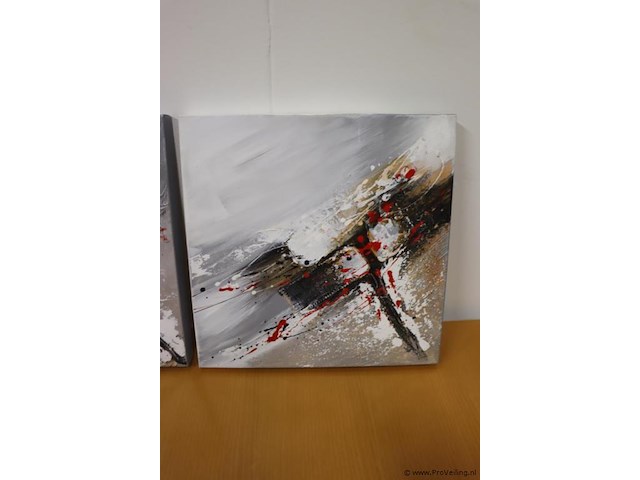 Abstracte schilderijen - 40x40x3,5cm - 2 stuks - afbeelding 3 van  3