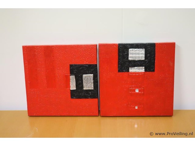Abstracte schilderijen - 40x40x3,5cm - 2 stuks - afbeelding 1 van  3