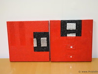 Abstracte schilderijen - 40x40x3,5cm - 2 stuks - afbeelding 1 van  3