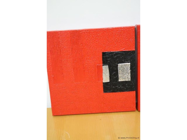 Abstracte schilderijen - 40x40x3,5cm - 2 stuks - afbeelding 2 van  3