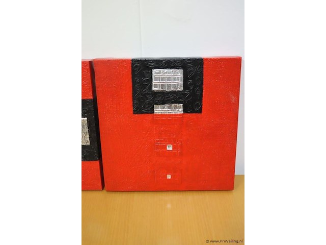 Abstracte schilderijen - 40x40x3,5cm - 2 stuks - afbeelding 3 van  3