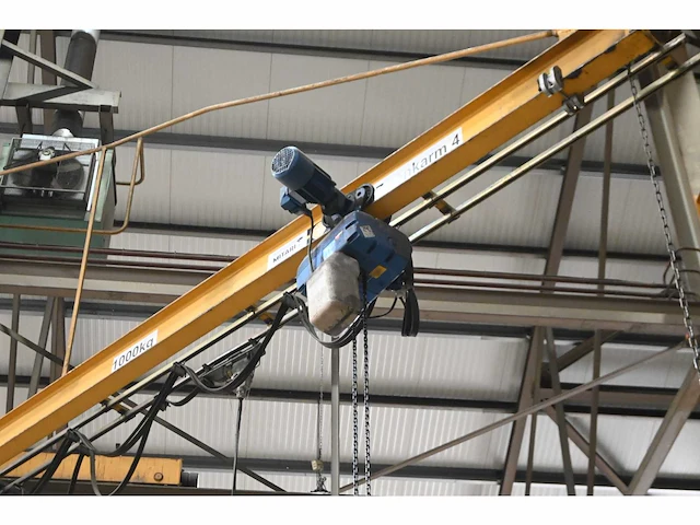 Abus 1000kg wandzwenkkraan met elektrische loopkat en abus takel - afbeelding 3 van  5