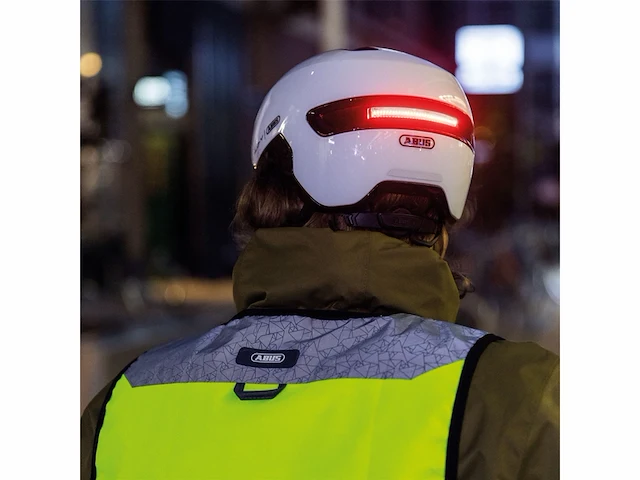 Abus urban helm hudy met magnetisch oplaadbaar led achterlicht puur aqua maat l - afbeelding 3 van  4