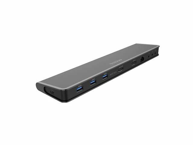 Accell driver-minder usb-c 4k dockingstation - 2 hdmi, 3 usb 3.1 gen 2 10 gbps, gigabit ethernet- en audiopoorten zwart - afbeelding 2 van  5