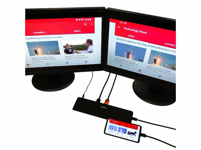 Accell driver-minder usb-c 4k dockingstation - 2 hdmi, 3 usb 3.1 gen 2 10 gbps, gigabit ethernet- en audiopoorten zwart - afbeelding 3 van  5