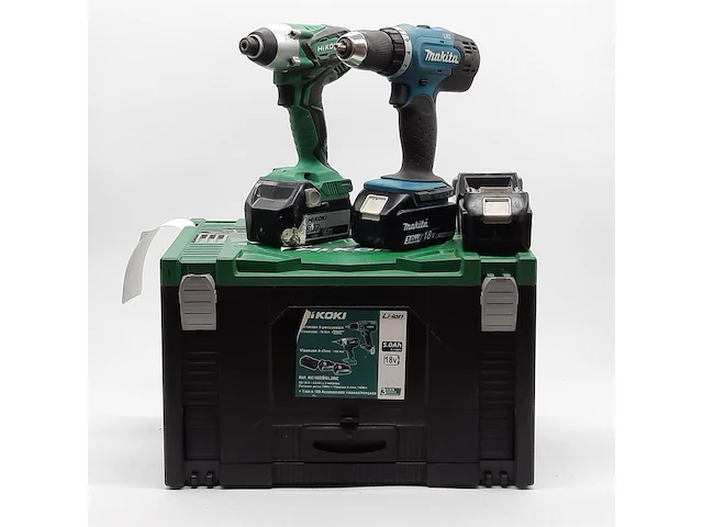 Accu boormachine en 1x accu slagschroevendraaier, makita/hikoki - afbeelding 1 van  18