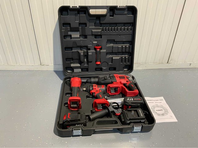 Accu gereedschapsset 3 in 1; boormachine, slagmoersleutel, slijper, 2 accu's en oplader - afbeelding 11 van  12