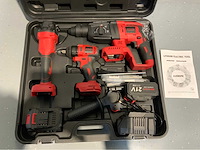 Accu gereedschapsset 3 in 1; boormachine, slagmoersleutel, slijper, 2 accu's en oplader - afbeelding 8 van  12