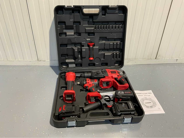 Accu gereedschapsset 3 in 1; boormachine, slagmoersleutel, slijper, 2 accu's en oplader - afbeelding 3 van  12