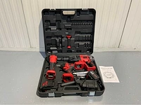 Accu gereedschapsset 3 in 1; boormachine, slagmoersleutel, slijper, 2 accu's en oplader