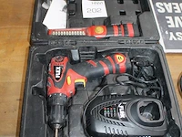 Accu schroefboormachine flex met led lamp, extra accu en acculader in koffer. - afbeelding 2 van  2