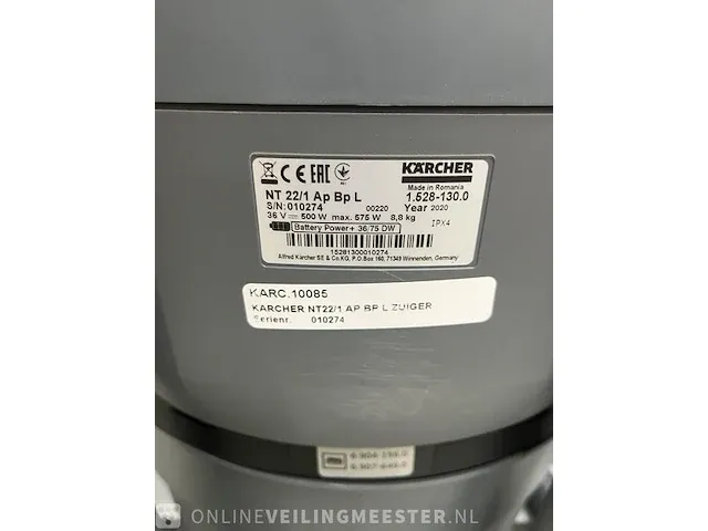 Accu stofzuiger karcher, nt22/1 bp l - afbeelding 4 van  4