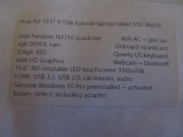 Acer - r3-131t windows 10 - hybride laptop/tablet - afbeelding 5 van  5