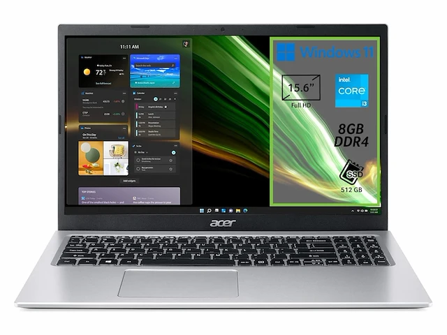 Acer aspire 3 a315-58 - notebook - 11e generatie - i3-1115g4 - 8gb ram qwertz zilver - afbeelding 2 van  3