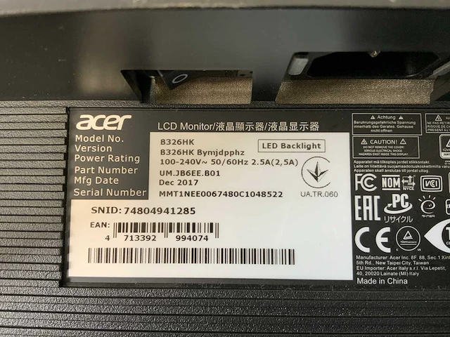 Acer (b326hk) 32”, 3840x2160 (uhd) ips monitor - afbeelding 7 van  7