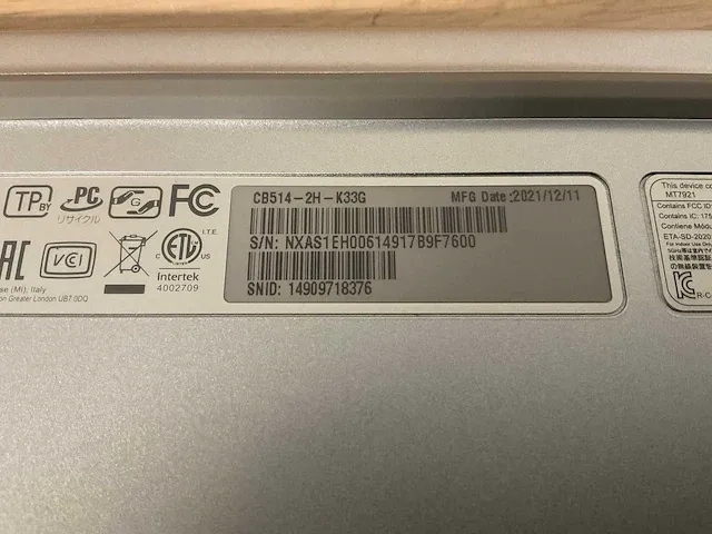 Acer chromebook cb cb514-2h-k33g (reparatieproduct) - afbeelding 7 van  7