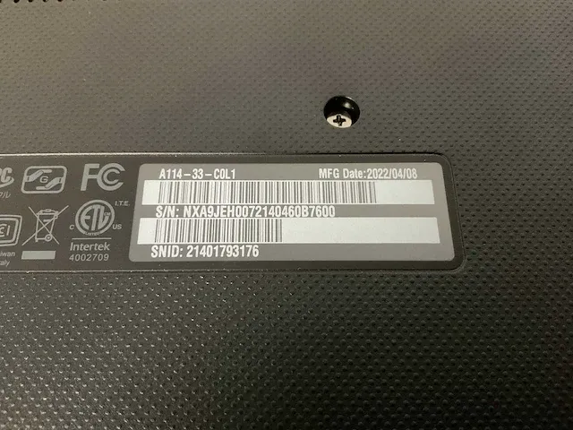 Acer notebook aspire 1 a114-33-c0l1 (reparatieproduct) - afbeelding 7 van  8