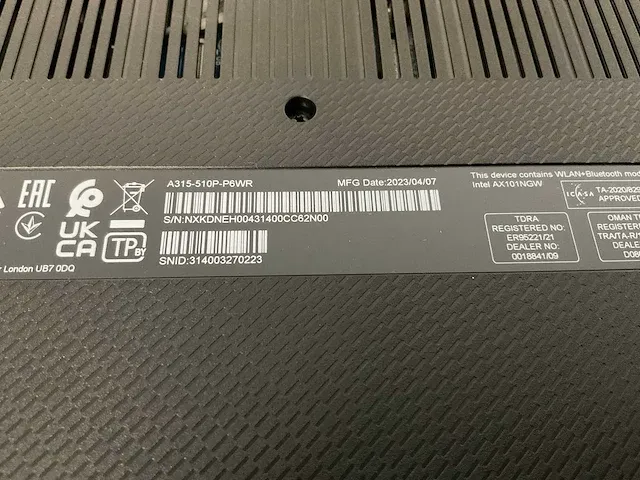 Acer notebook aspire 3 a315-510p-p6wr (reparatieproduct) - afbeelding 7 van  8
