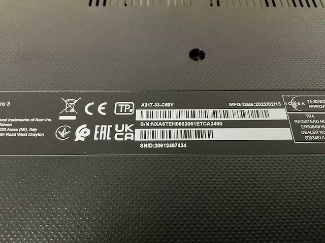Acer notebook aspire 3 a317-33-c50y (reparatieproduct) - afbeelding 7 van  8