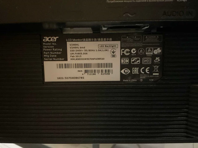 Acer v246hl monitoren op standaard (2x) - afbeelding 3 van  3