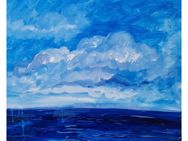 Acryl schilderij, maya wildevuur (1944-2023), atlantische oceaan, 2015 - afbeelding 1 van  8