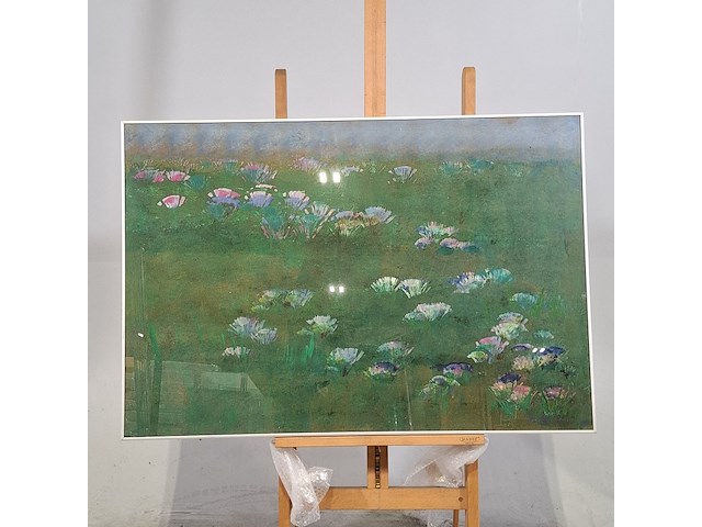 Acryl schilderij, maya wildevuur (1944-2023), bloemenveld, 1991 - afbeelding 2 van  8